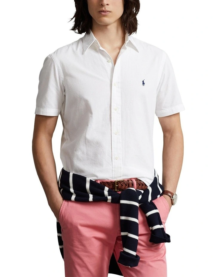Classic Fit Seersucker Shirt in White