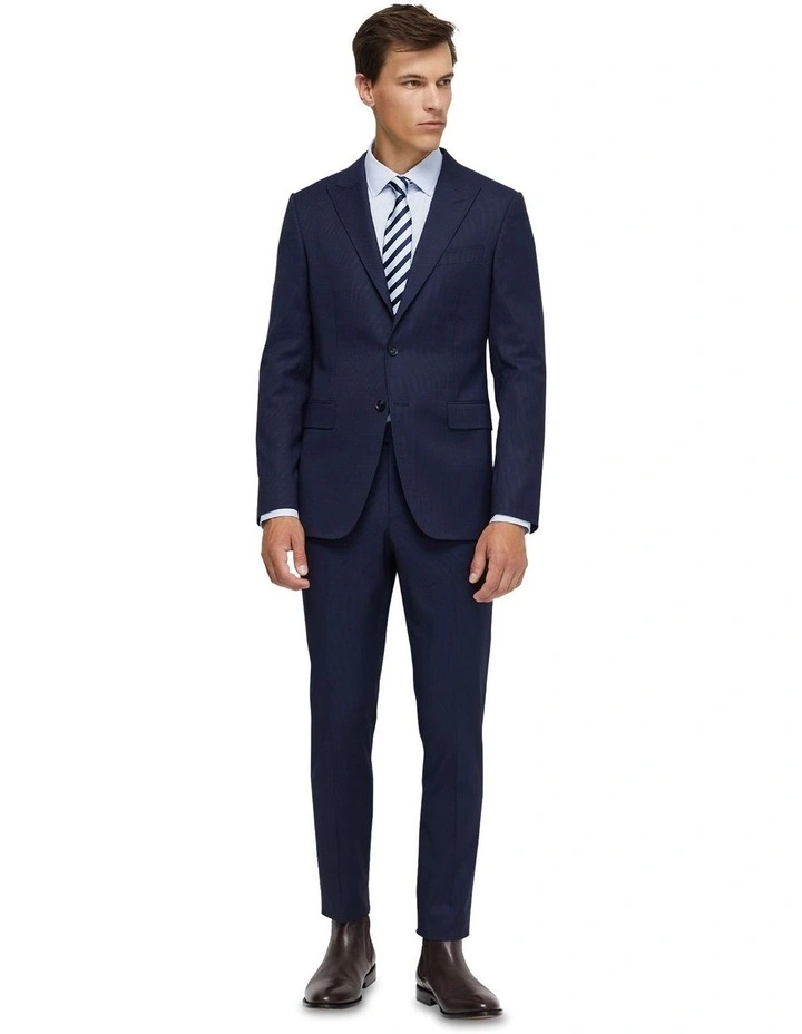 Byron Luxury Half Canvas Suit Jacket in Navy Pinstripe
