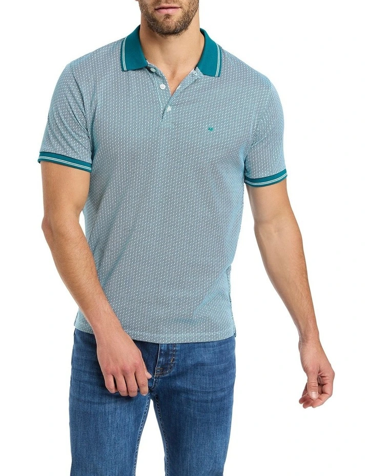 Evan Cotton Polo in Atlantic Multi