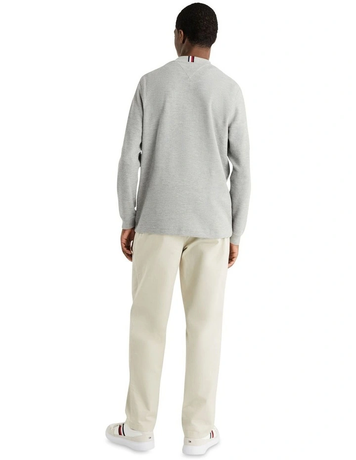 Textured Long Sleeve Tee in Grey