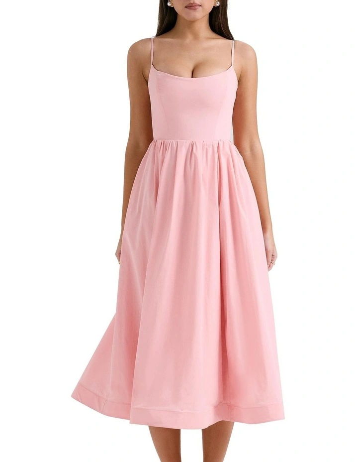 Lolita Cotton Corset Sun Dress in Rose Pink