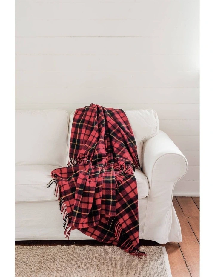 Heritage Collection Recycled Wool Scottish Tartan Blanket in Rebellion