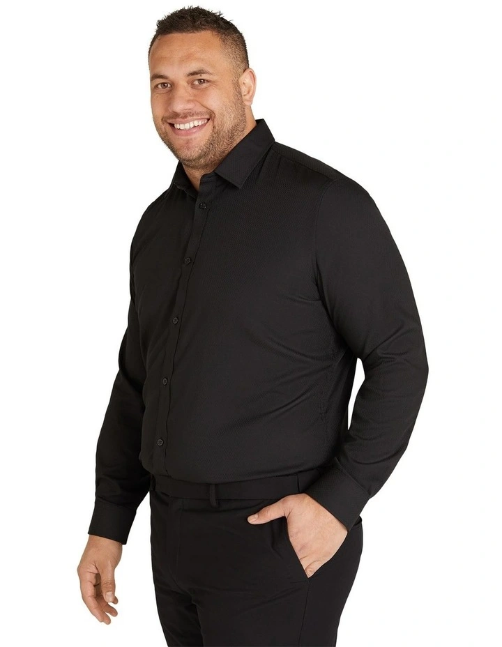 Boston Textured Bamboo Blend Shirt in Black
