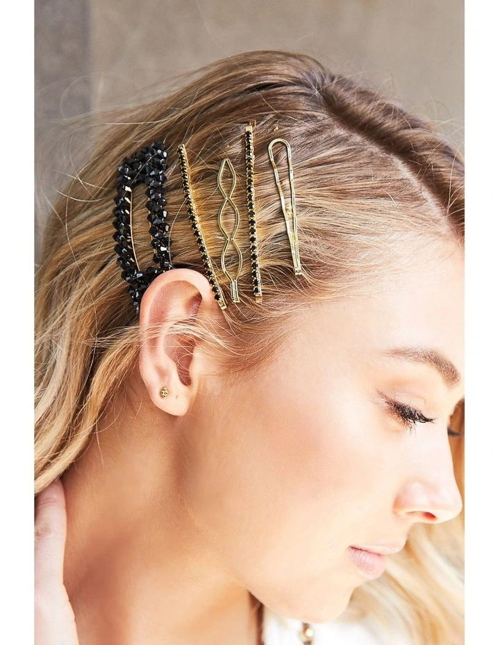 Lorenza Hair Clip Set in Black