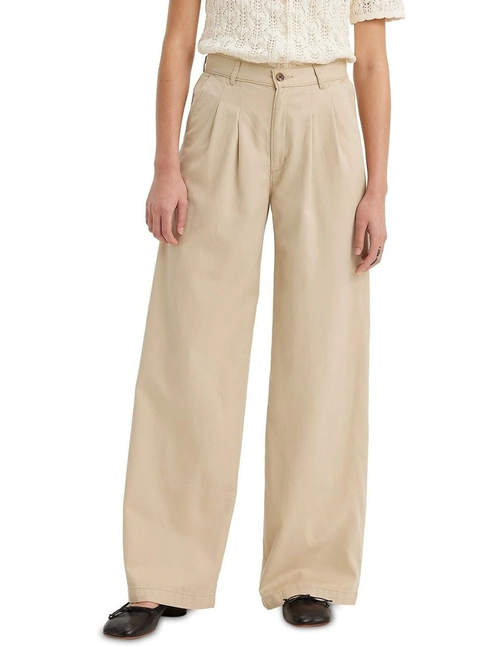 Pleated Wide-Leg Trousers in Safari
