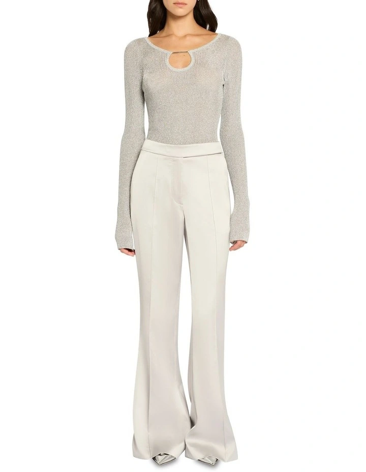 Lining Rib Knit Top in Silver