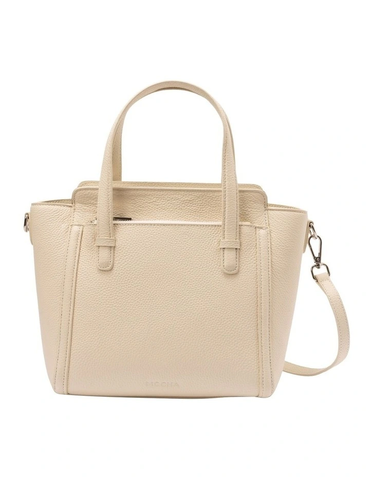 Veronica Leather Small Tote in Cream