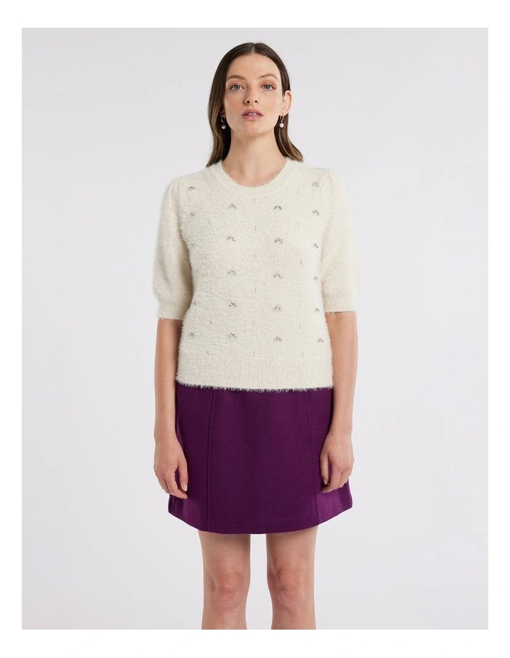 Diamonds & Pearls Knit Top in Cream