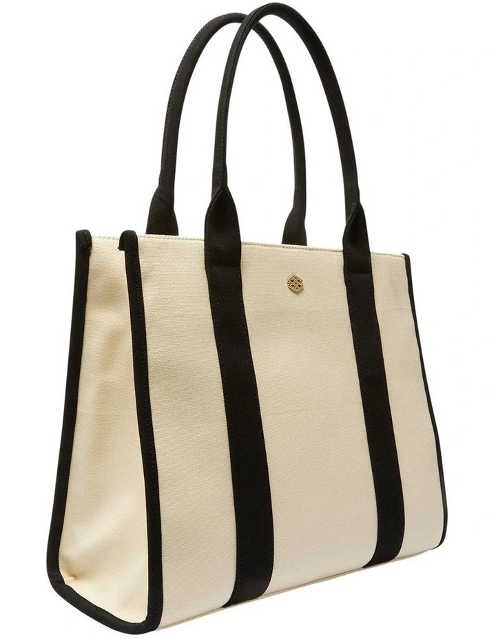 Tyra Tote Bag in Beige Canvas