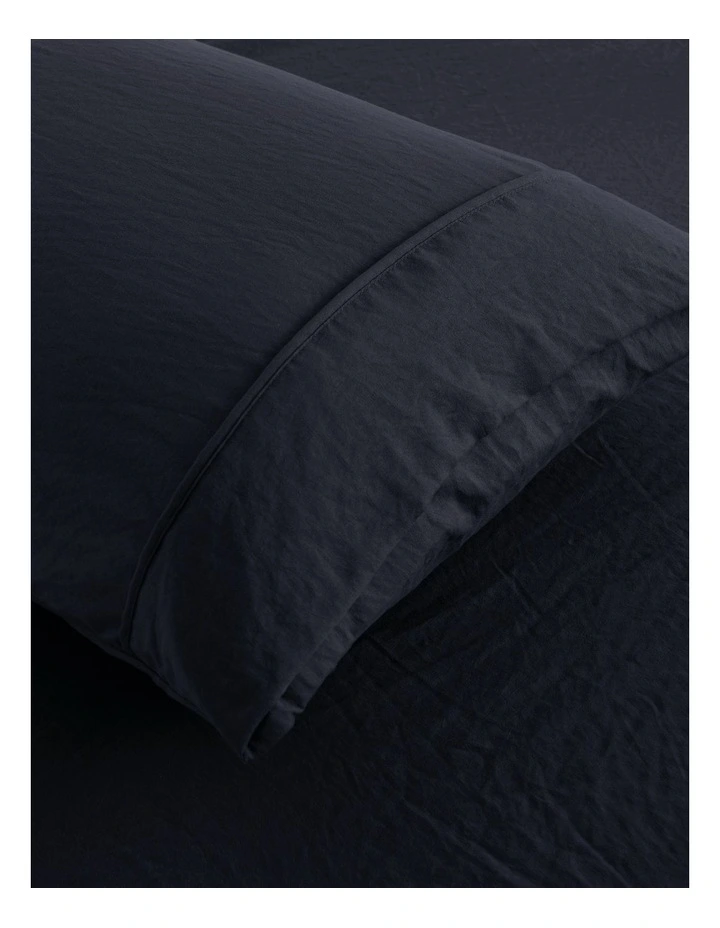 Superfine Washed Microfibre Standard Pillowcase Twin Pack in Navy