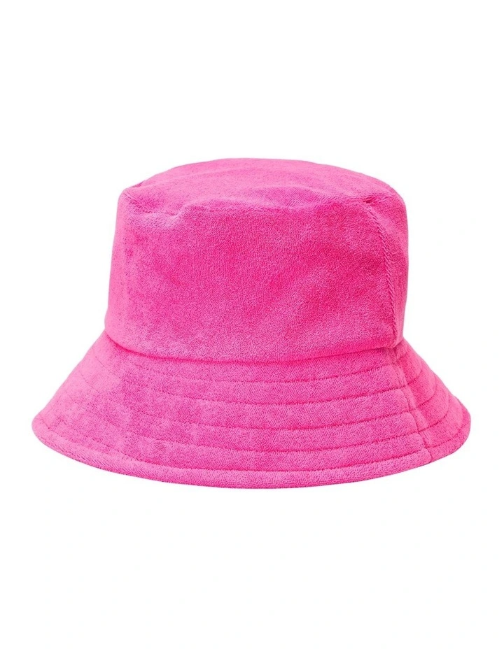 Logo Cotton Terry Bucket Hat in Pink