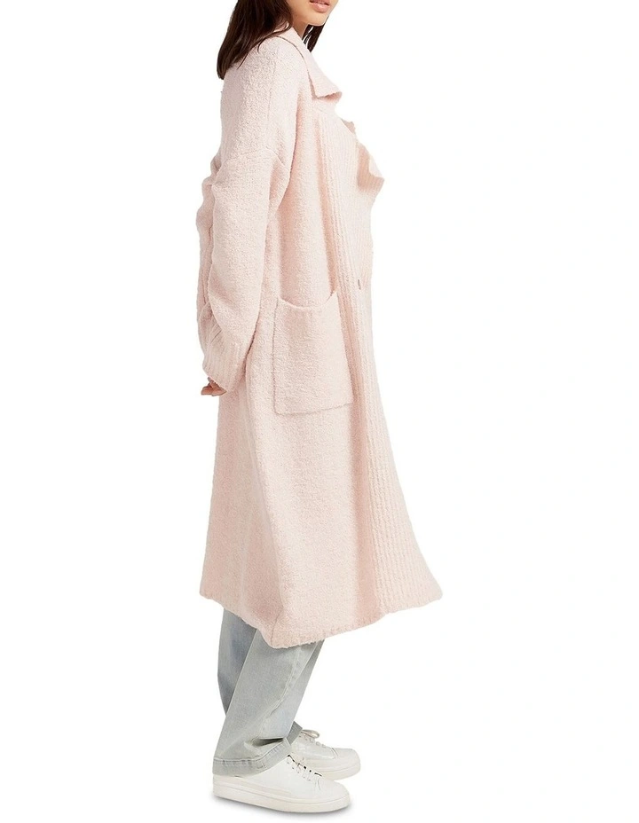 Born To Run Sustainable Sweater Coat in Pale Pink