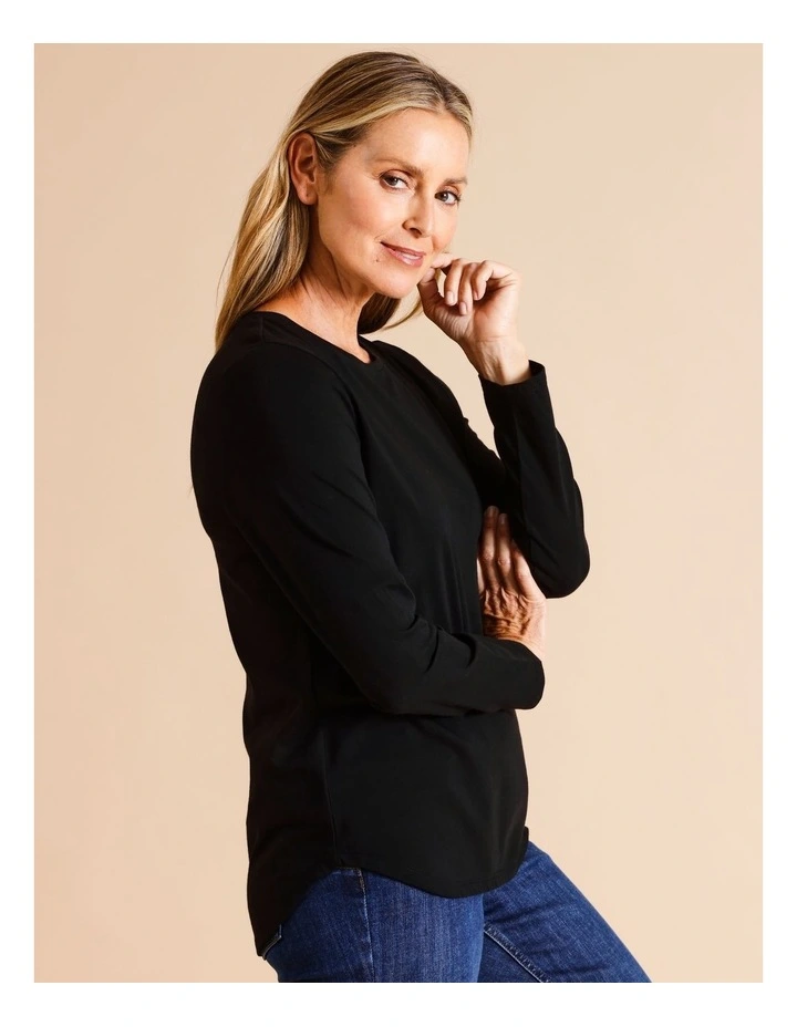 Organic Cotton Wardrobe Staple Long Sleeve Tee In Black
