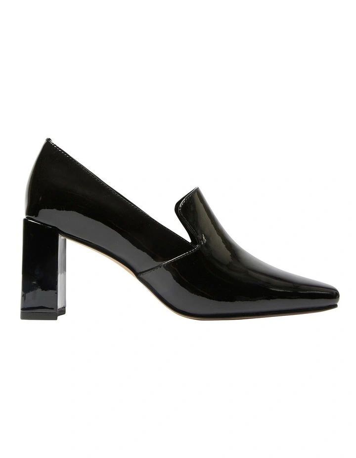 Brigid Heeled Loafers in Black Patent Leather