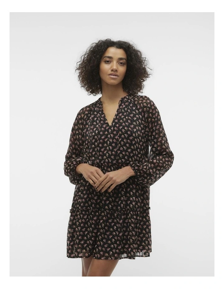 Sofia Long Sleeve Mini Dress in Black