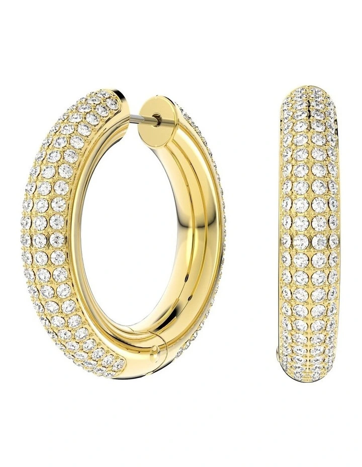 Dextera Hoop Earrings Medium Gold-Tone Plated in White