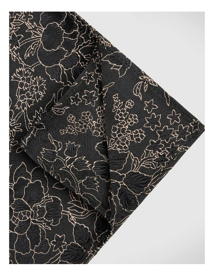 Floral Jacquard Silk Pocket Square in Black/Gold