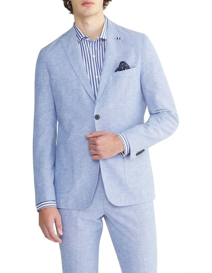 Linen Blend Slim Jacket in Sky