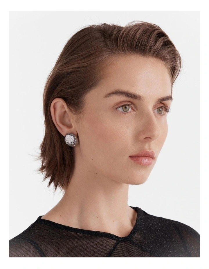 Combat Stud Earrings in Silver