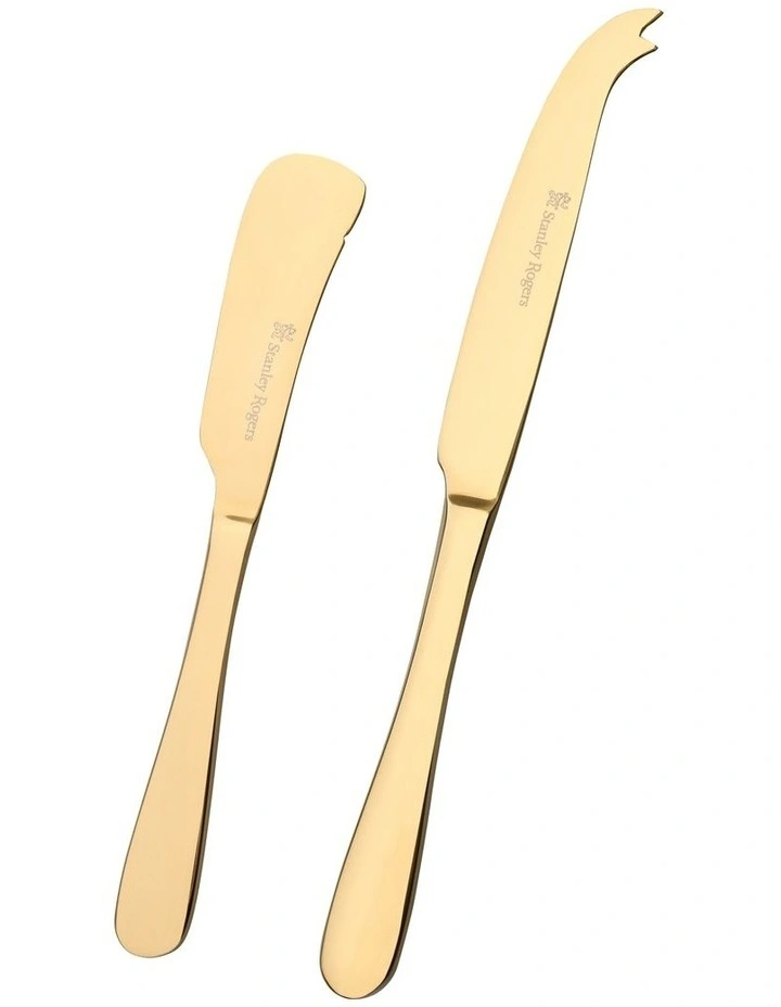 Albany Cheese Knives 2 Piece Set in Gold