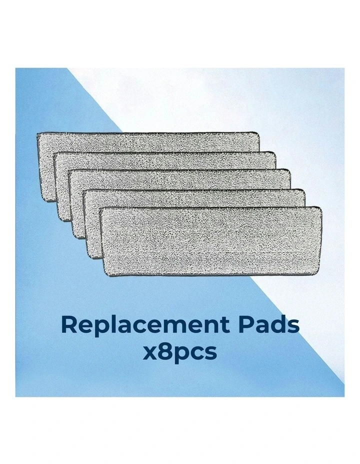 Flat Mop Soft Durable Reusable Microfiber Replacement Pads 8 Pack in Grey