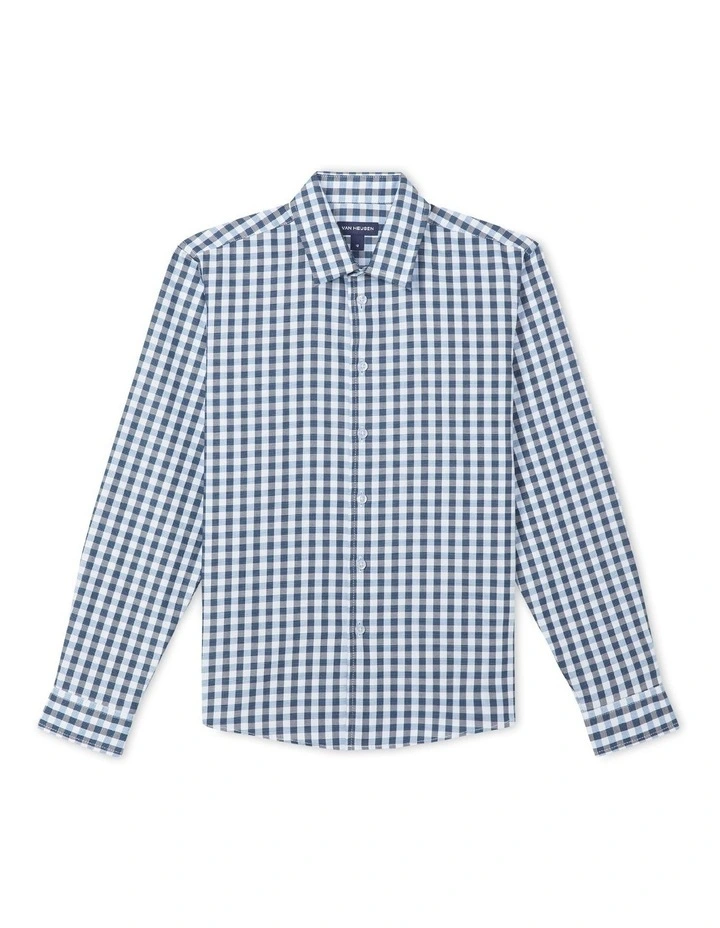 Youth Fit Check Dress Shirt in Blue