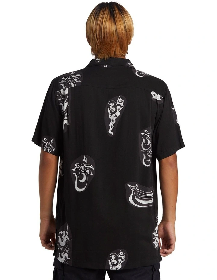 Pool Party Casual Short Sleeve Shirt in Black