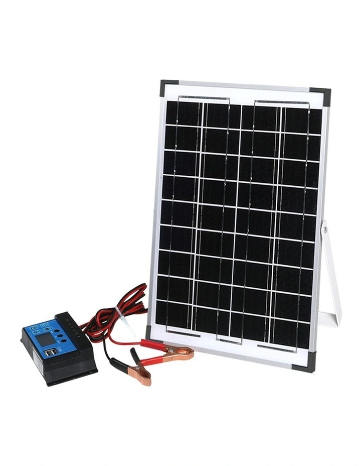 12V 10W Solar Panel Kit Mono Caravan Folding Camping Charging Controller Kits
