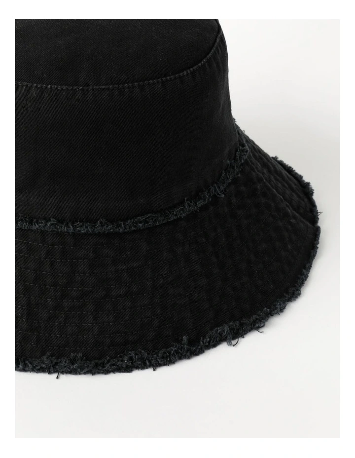 Frayed Edge Black Bucket Hat