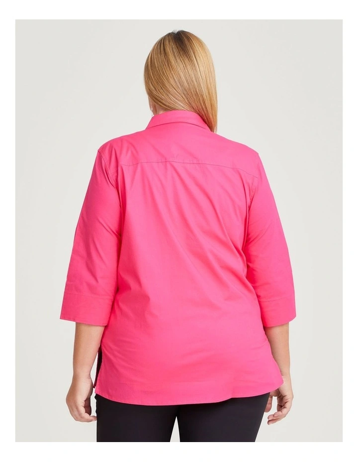Stretch Cotton Poplin Shirt in Magenta