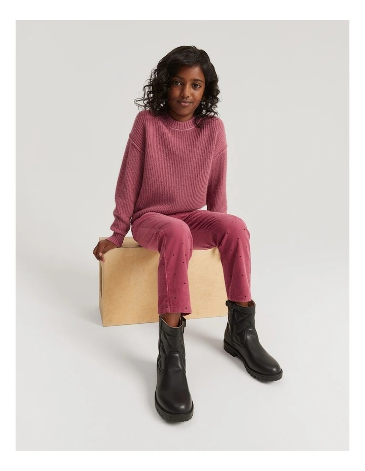 Corduroy Spot Pant in Deep Rose
