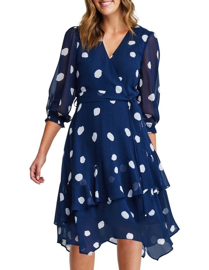 Begin Again Asymmetric Dress in Navy