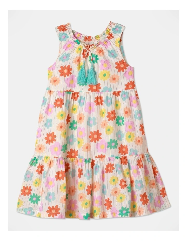 Lurex Tiered Dress In Cream