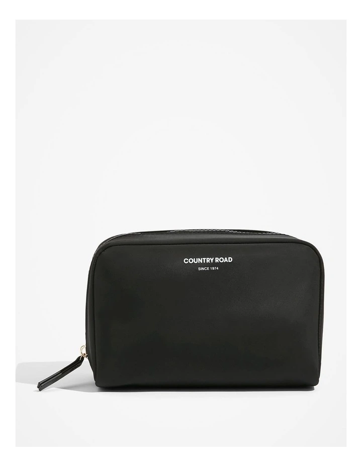 Recycled Polyester Medium Soft Cosmetic Case in Black