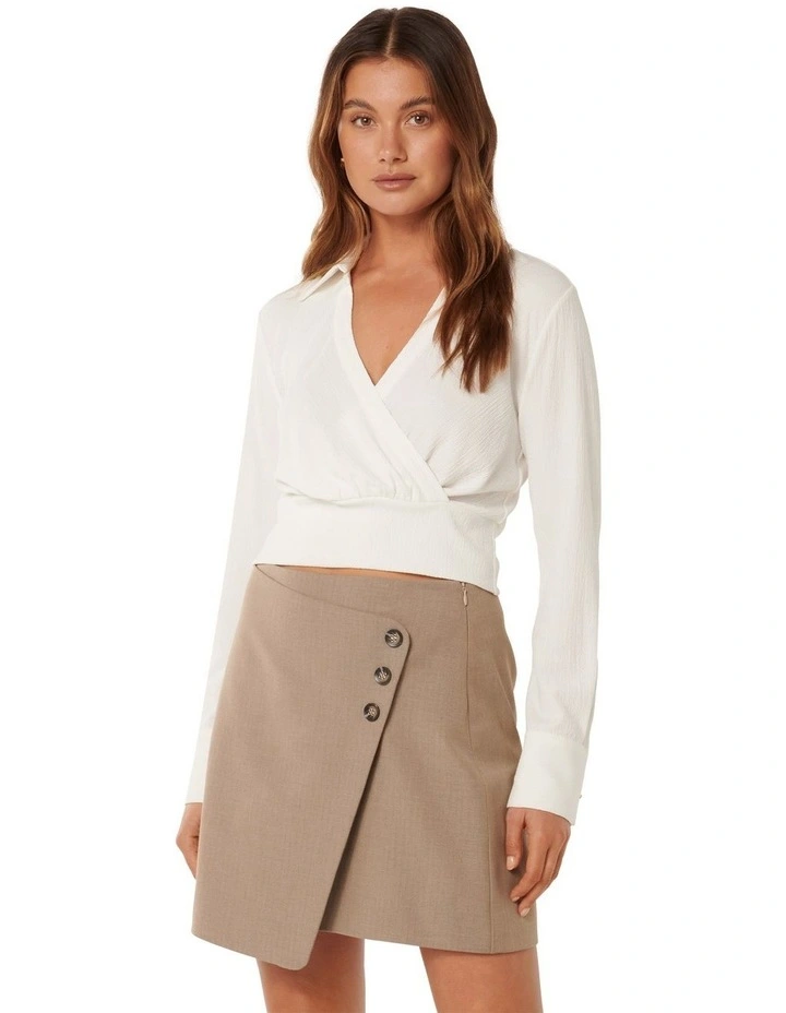 Tonya Textured Wrap Shirt in White