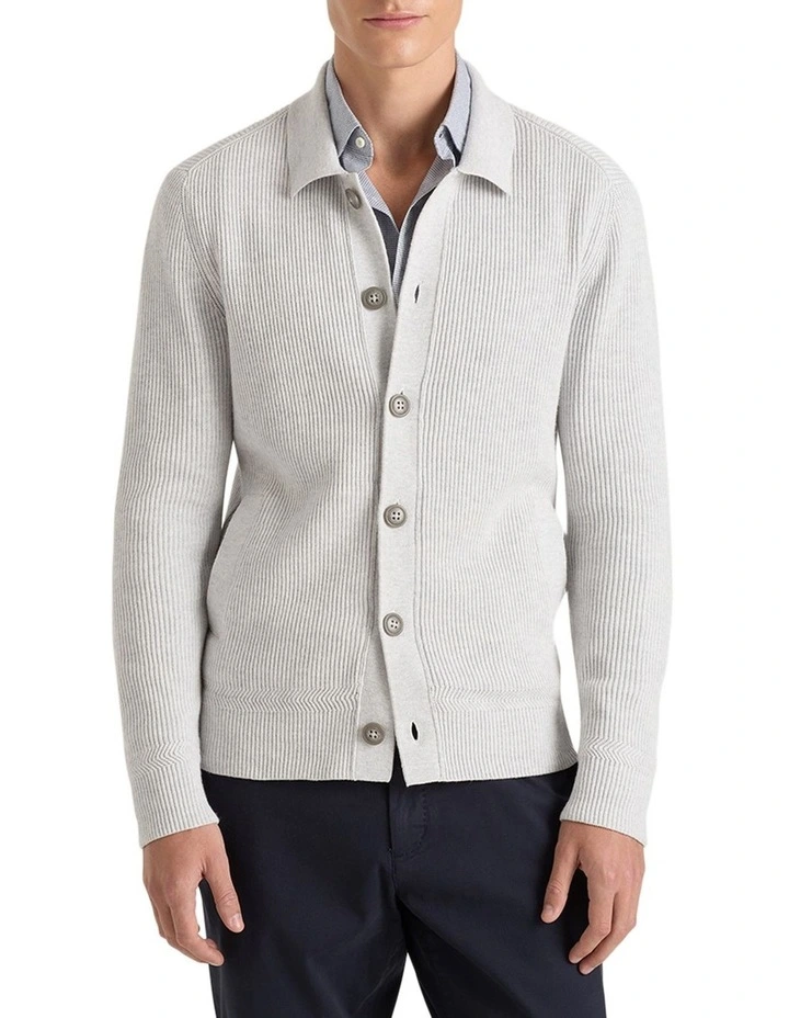 Davis Button Through Knit in Light Grey