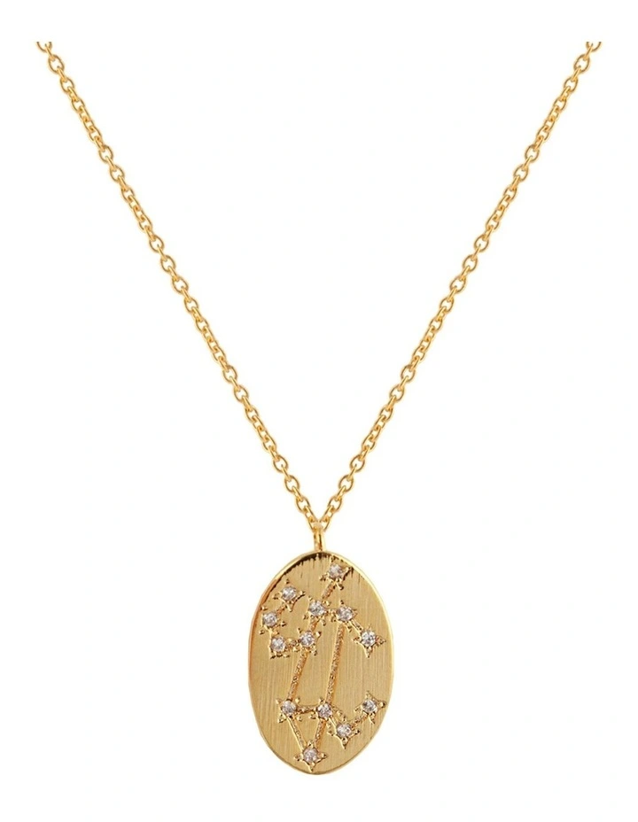 Cancer Zodiac Pendant Gold Necklace