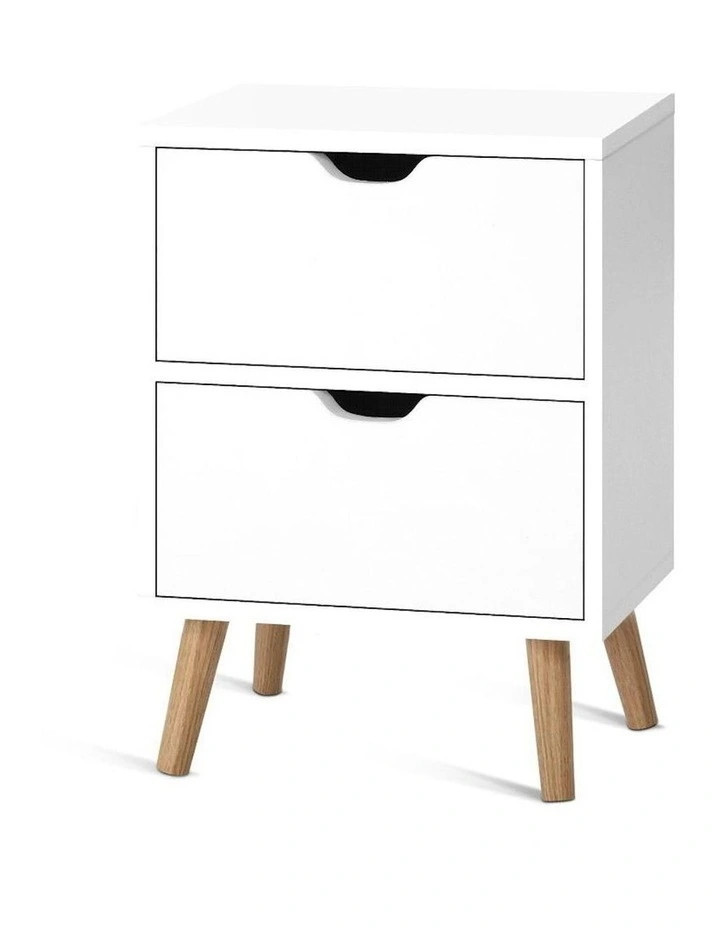 2 Drawers Boden Bedside Table in White