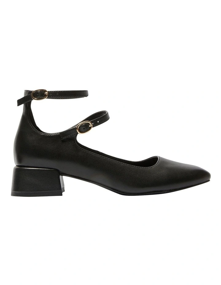 Lydia Heeled Shoes in Black Leather