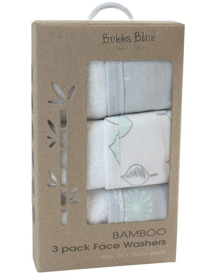 Mint Meadow Bamboo Facewashers 3 Pack in Grey