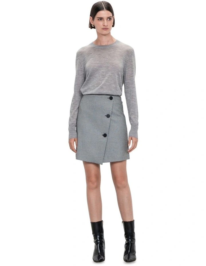 Houndstooth A-Line Skirt in Grey
