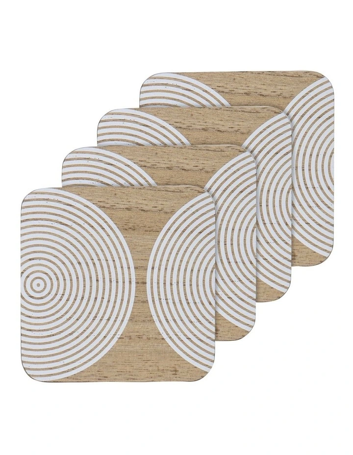 Square Printed Veneer 4 Pack in White