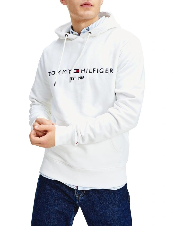 Tommy Logo Hoodie in White