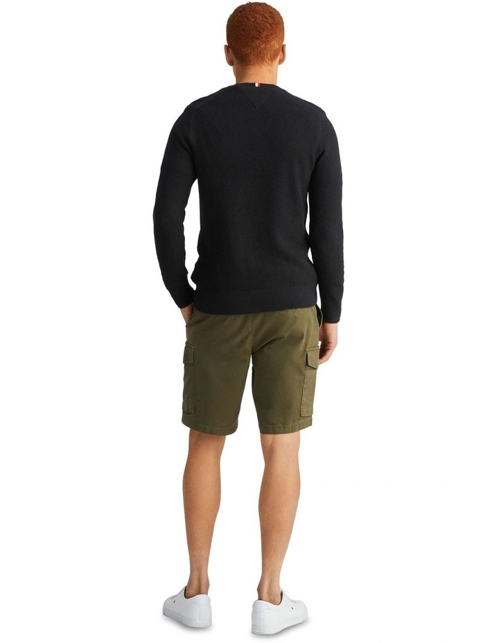 Rectangular Structure Crew Neck Knit in Black