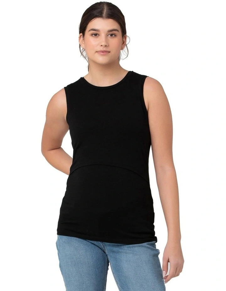 Organic Cotton Nursing Tank in Black