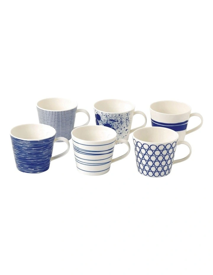 Pacific 400ml Set of 6 Mixed Mugs Multicolour Blues