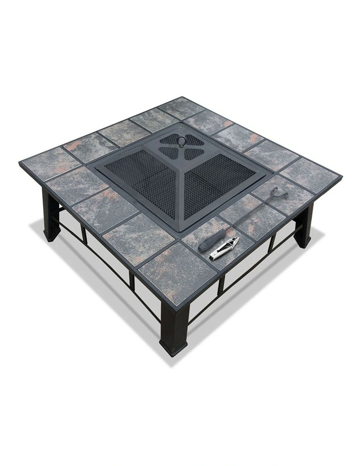 Outdoor Fire Pit BBQ Table Grill in Grey