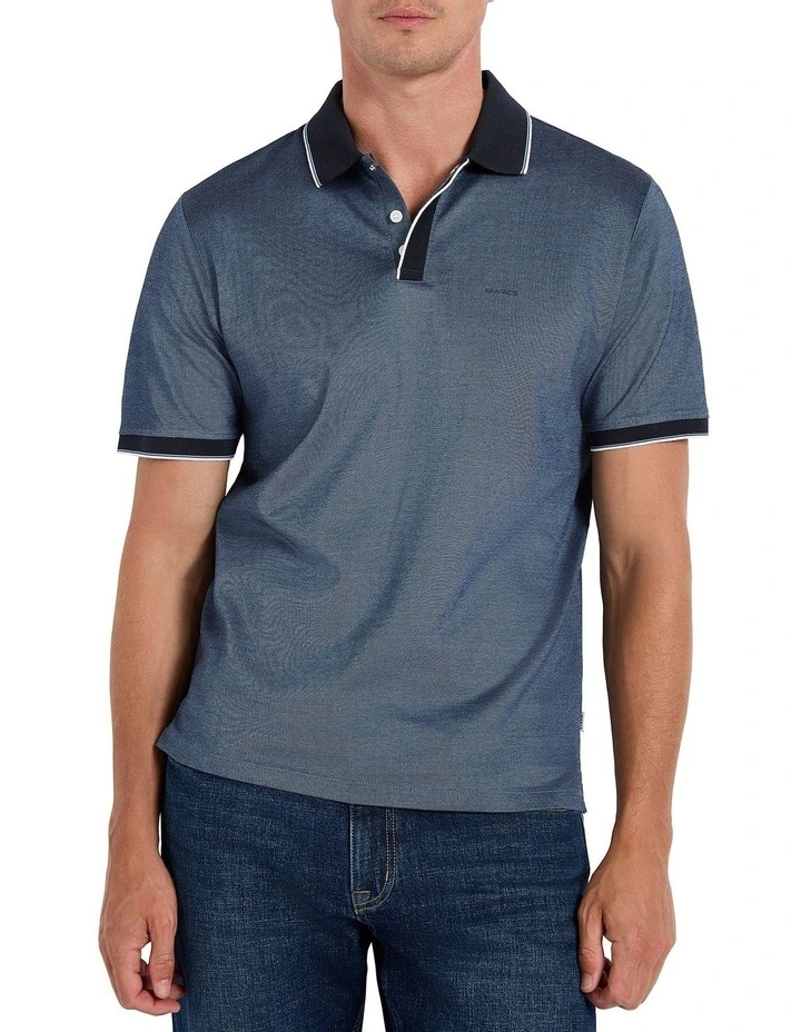 Ethan Mercerized Polo Shirt in Topaz Blue