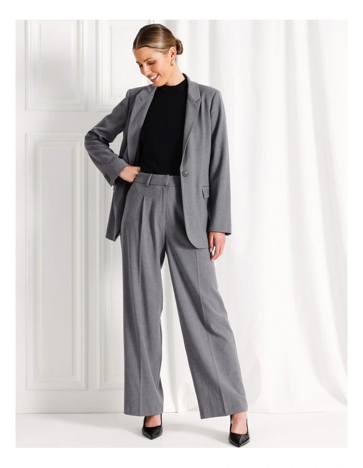 Pleat Front Wide Leg Pant in Charcoal