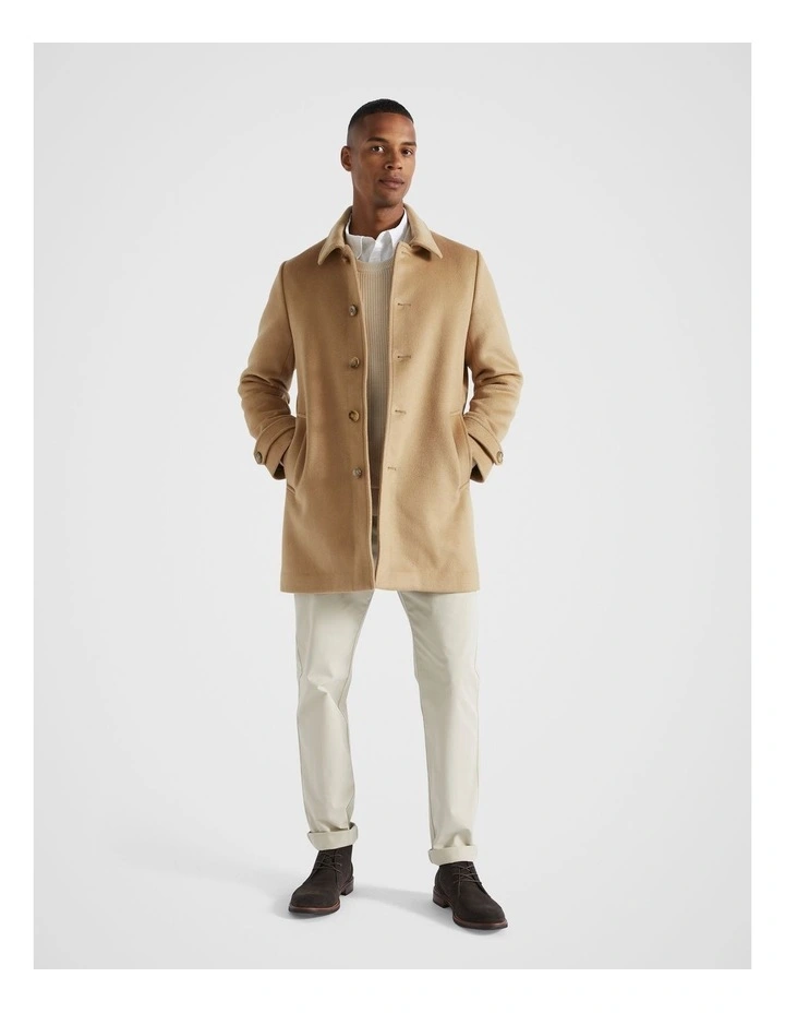 Wool Blend Mac Coat in Caramel